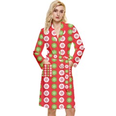 Festive Pattern Christmas Holiday Long Sleeve Velour Robe by Ravend