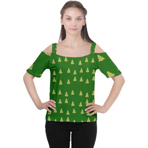 Green Christmas Trees Green Cutout Shoulder Tee by TetiBright