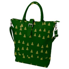 Green Christmas Trees Green Buckle Top Tote Bag by TetiBright