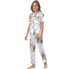 Background Ornamental Pattern Graphic Seamless Kids  Satin Short Sleeve Pajamas Set by Pakemis