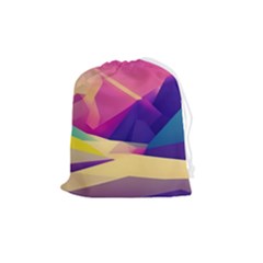 Abstract Geometric Landscape Art 3d Render Drawstring Pouch (medium) by Pakemis