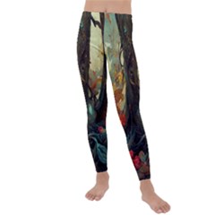 Abstract Texture Forest Trees Fruits Nature Leaves Kids  Lightweight Velour Leggings by Pakemis