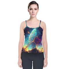 Abstract Galactic Velvet Spaghetti Strap Top by Ravend