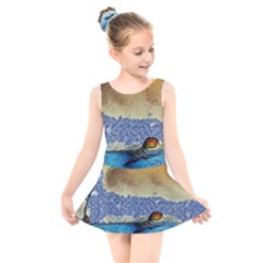 Abstract Painting Art Texture Kids  Skater Dress Swimsuit by Ravend