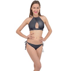 Small Grey Black Plaid Cross Front Halter Bikini Set by violetheavensky