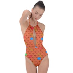 Roof Roofing Tiles  Plunge Cut Halter Swimsuit by artworkshop