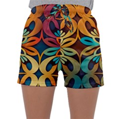 Orange, Turquoise And Blue Pattern  Sleepwear Shorts by Sobalvarro