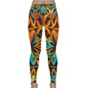 Orange, turquoise and blue pattern  Lightweight Velour Classic Yoga Leggings View1