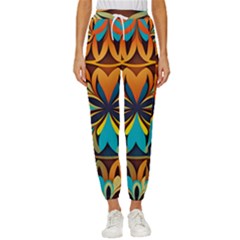 Orange, Turquoise And Blue Pattern  Cropped Drawstring Pants by Sobalvarro