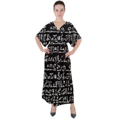 Sanscrit Pattern Design V-neck Boho Style Maxi Dress