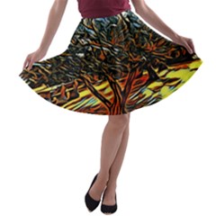 Colorful Verona Olive Tree A-line Skater Skirt by ConteMonfrey