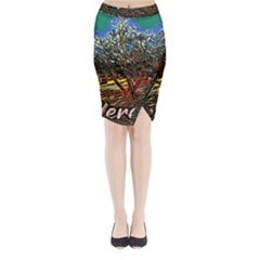 Colorful Verona Olive Tree Midi Wrap Pencil Skirt by ConteMonfrey