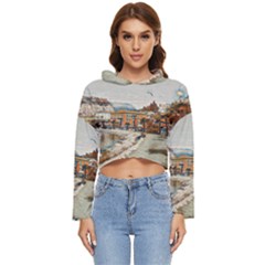 Birds And People On Lake Garda Women s Lightweight Cropped Hoodie by ConteMonfrey