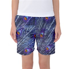 Peacock-feathers-color-plumage Blue Women s Basketball Shorts by danenraven