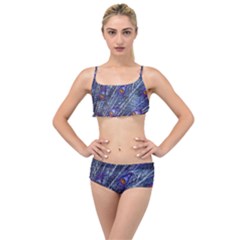 Peacock-feathers-color-plumage Blue Layered Top Bikini Set by danenraven