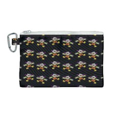 Dancing Clowns Black Canvas Cosmetic Bag (medium) by TetiBright