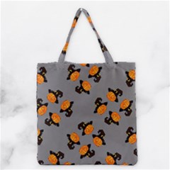 Pumpkin Heads With Hat Gray Grocery Tote Bag by TetiBright