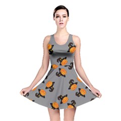 Pumpkin Heads With Hat Gray Reversible Skater Dress by TetiBright