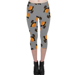 Pumpkin Heads With Hat Gray Capri Leggings  by TetiBright