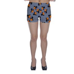 Pumpkin Heads With Hat Gray Skinny Shorts by TetiBright