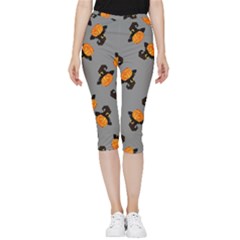 Pumpkin Heads With Hat Gray Inside Out Lightweight Velour Capri Leggings  by TetiBright