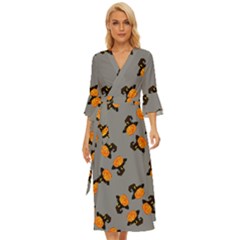 Pumpkin Heads With Hat Gray Midsummer Wrap Dress by TetiBright