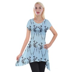 Jogging Lady On Blue Short Sleeve Side Drop Tunic by TetiBright