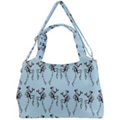 Jogging Lady On Blue Double Compartment Shoulder Bag by TetiBright