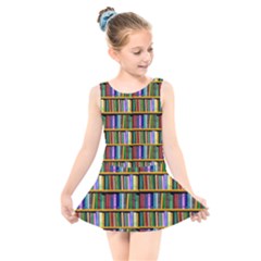 Books On A Shelf Kids  Skater Dress Swimsuit by TetiBright