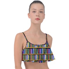 Books On A Shelf Frill Bikini Top by TetiBright