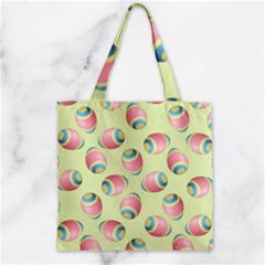 Colorful Easter Eggs Pattern Green Zipper Grocery Tote Bag by TetiBright