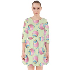 Colorful Easter Eggs Pattern Green Smock Dress by TetiBright