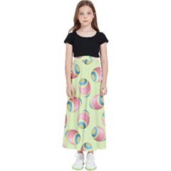 Colorful Easter Eggs Pattern Green Kids  Flared Maxi Skirt by TetiBright