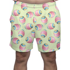 Colorful Easter Eggs Pattern Green Men s Shorts by TetiBright