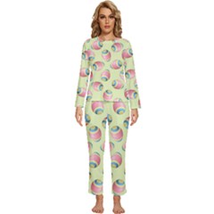 Colorful Easter Eggs Pattern Green Womens  Long Sleeve Lightweight Pajamas Set by TetiBright