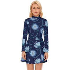 Flower Long Sleeve Velour Longline Dress by zappwaits