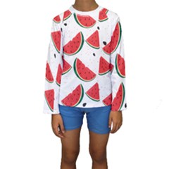 Watermelon Seamless Pattern Kids  Long Sleeve Swimwear by Jancukart