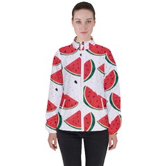 Watermelon Seamless Pattern Women s High Neck Windbreaker by Jancukart