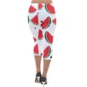 Watermelon Seamless Pattern Lightweight Velour Capri Leggings  View2