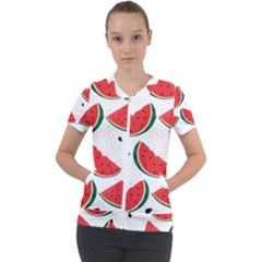 Watermelon Seamless Pattern Short Sleeve Zip Up Jacket by Jancukart