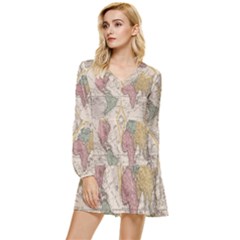 Mapa Mundi 1775 Tiered Long Sleeve Mini Dress by ConteMonfrey