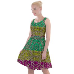 Rainbow Landscape With A Beautiful Silver Star So Decorative Knee Length Skater Dress by pepitasart