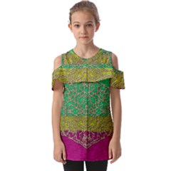 Rainbow Landscape With A Beautiful Silver Star So Decorative Fold Over Open Sleeve Top by pepitasart