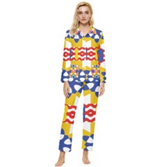 Wavey Shapes Pattern                                                            Womens  Long Sleeve Pocket Pajamas Set by LalyLauraFLM