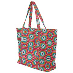 Hexagons And Stars Pattern                                                            Zip Up Canvas Bag by LalyLauraFLM