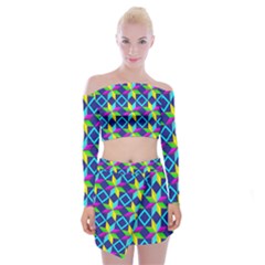 Colorful Stars Pattern                                                                        Off Shoulder Top With Minki Skirt Set by LalyLauraFLM