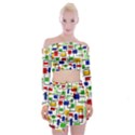 Colorful rectangles                                                                         Off Shoulder Top with Minki Skirt Set View1