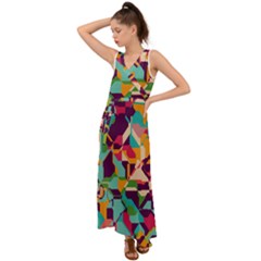 Retro Chaos                                                                         V-neck Chiffon Maxi Dress by LalyLauraFLM