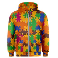 Retro Colors Puzzle Pieces                                                                        Men s Zipper Hoodie by LalyLauraFLM