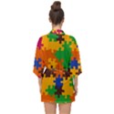 Retro colors puzzle pieces                                                                     Half Sleeve Chiffon Kimono View2